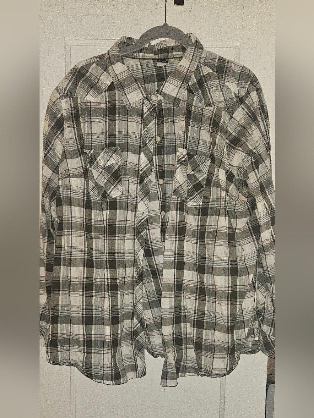 Torrid Olive Greeb & White Plaid Button-Down Shirt Size 3